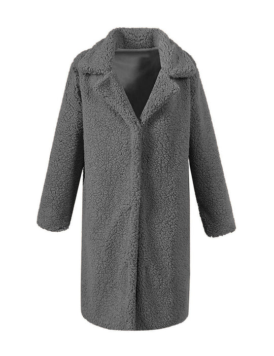 Damen Flauschiger Langmantel mit oversized Schnitt EB