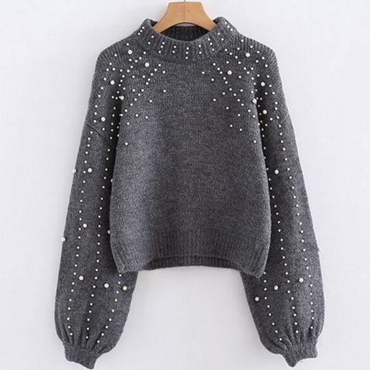 Damen modischer Pullover mit schimmernden Akzenten und lässigem Schnitt EB