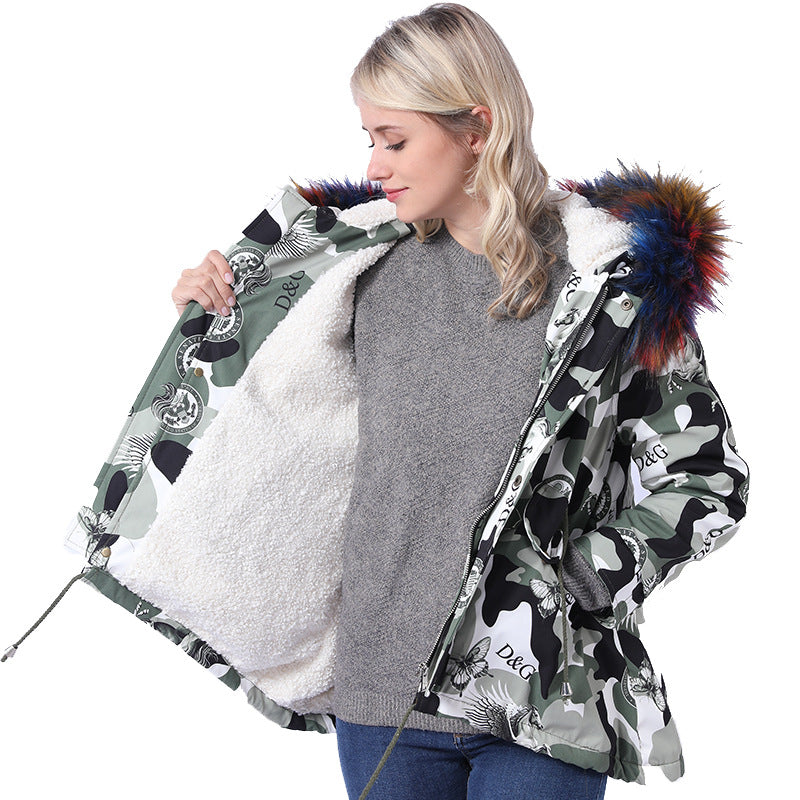 Damen Winterjacke mit abnehmbarer Kunstpelzkapuze und praktischen Taschen EB