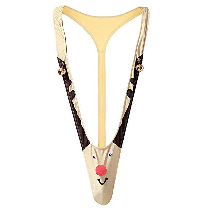 Männer Novelty Plüsch Rentier Tanga mit Geweihtasche