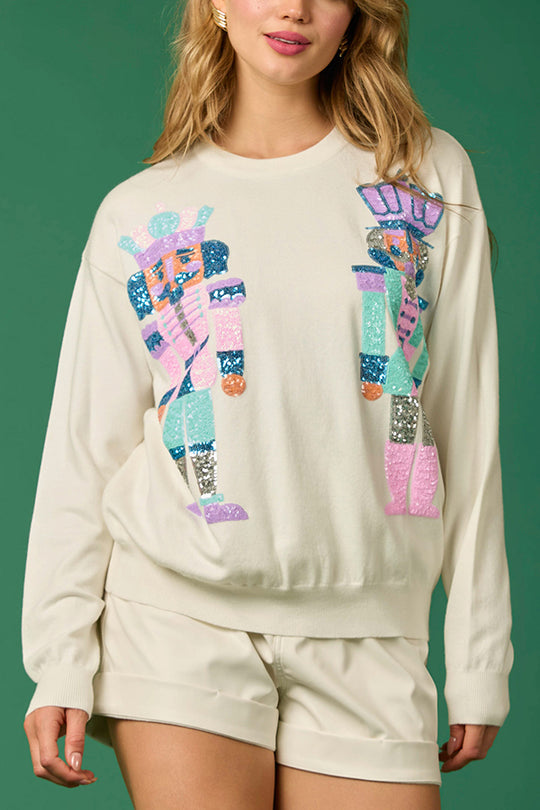 EB | Weihnachtssoldat Pailletten Mode Lässiger Sweatshirt