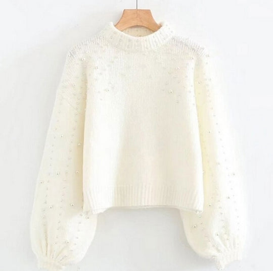 Damen modischer Pullover mit schimmernden Akzenten und lässigem Schnitt EB