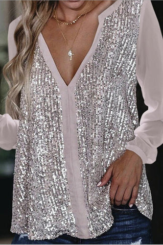 EB | Lange Arm Glitter Bluse
