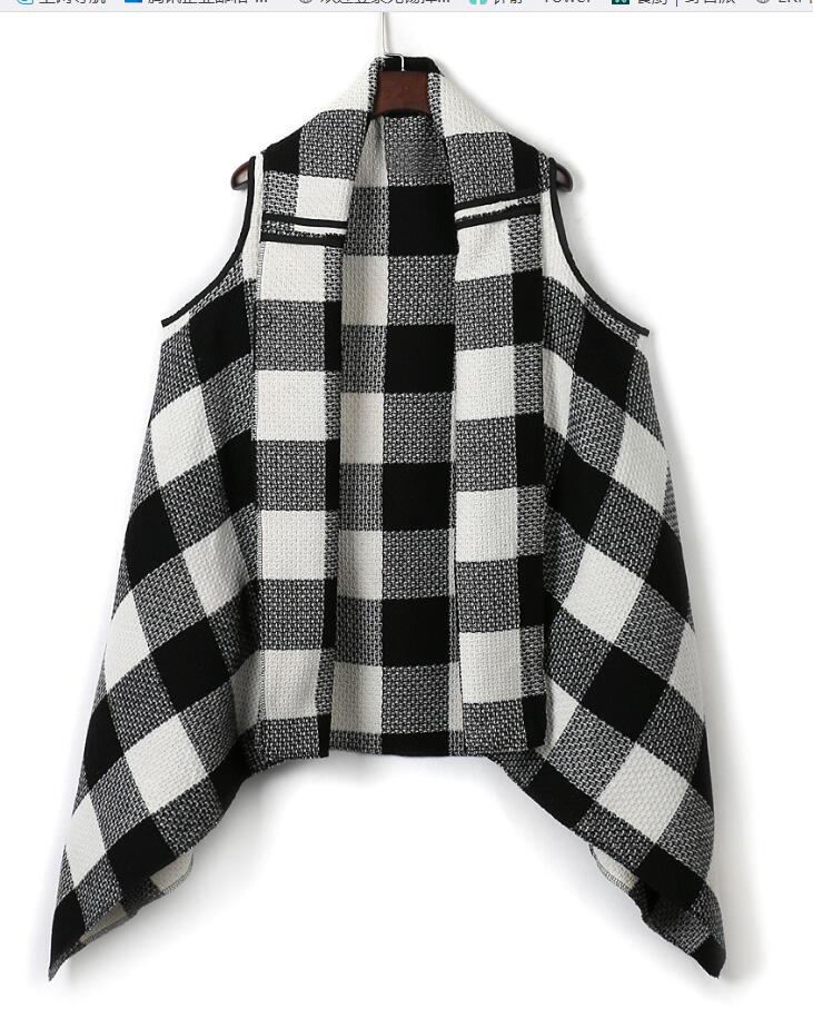Damen Üppiger karierten Poncho EB