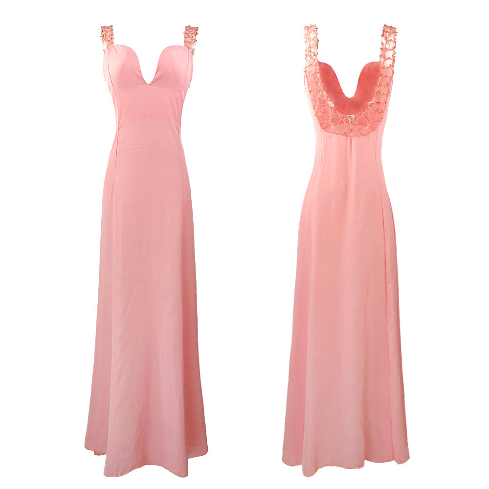 Damen elegantes Abendkleid mit tiefem V-Ausschnitt und schimmernden Details EB