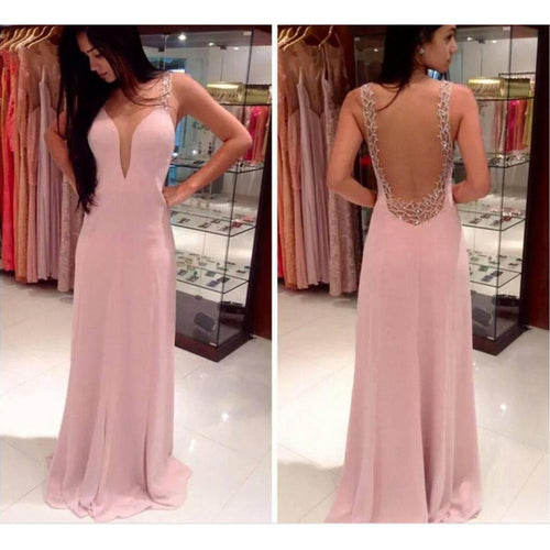 Damen elegantes Abendkleid mit tiefem V-Ausschnitt und schimmernden Details EB