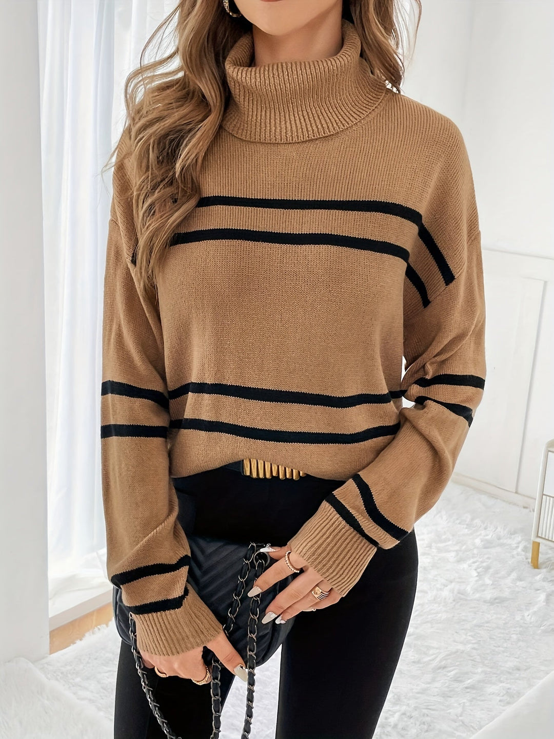 EB | Gestreifter Rollkragenpullover