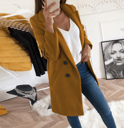 EB | Damen Doppelreihiger Wollmantel