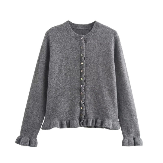 EB | Damen-Cardigan mit Knöpfen, schickes Lagen-Oberteil