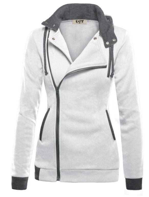 Damen sportliche Übergangsjacke mit asymmetrischem Reißverschluss und Kapuze EB