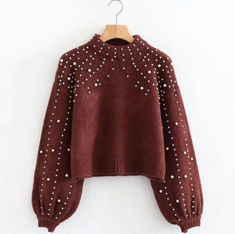Damen modischer Pullover mit schimmernden Akzenten und lässigem Schnitt EB