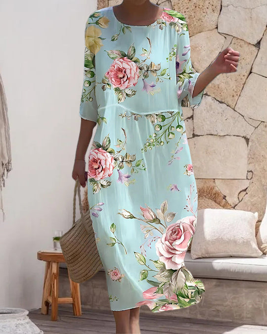 EB | Elegantes Floral Kleid, das den Bauch kaschiert