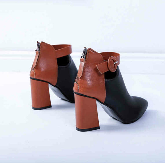 Damen elegante High-Heel Stiefeletten mit abnehmbarer Riemchenverzierung und komfortablem Absatz EB
