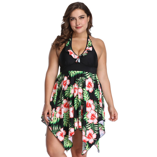 Damen Strandkleid mit floralem / luftigen Überwurf EB