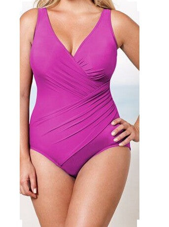 Damen Eleganter Wickel-Badeanzug mit modellierenden Einsätzen EB