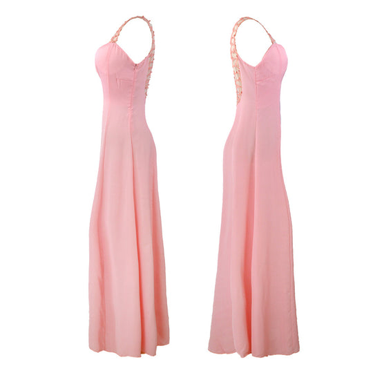 Damen elegantes Abendkleid mit tiefem V-Ausschnitt und schimmernden Details EB