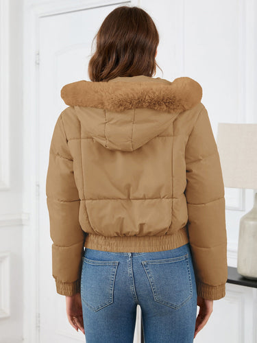 EB | Kuschelige Gepolsterten Winterjacke mit Pelzkapuze und Taschen