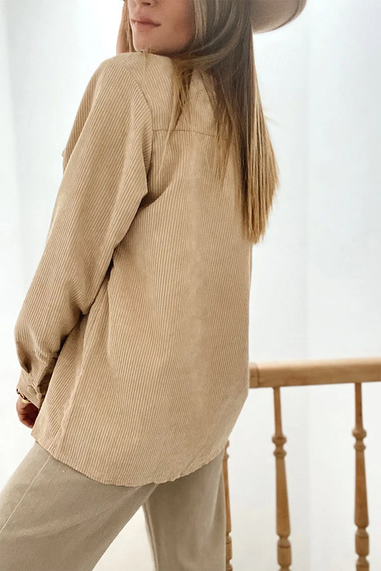 EB | Cordurahemdjacke mit Rüschendetails Baumwollmischung Elegant und Modern