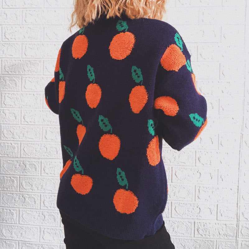 EB | Strickpullover mit Früchteprint Weich und Einzigartig Gemütliche Passform