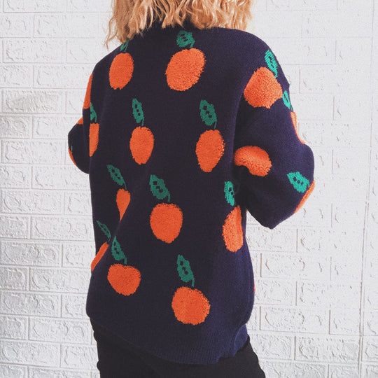 EB | Strickpullover mit Früchteprint Weich und Einzigartig Gemütliche Passform