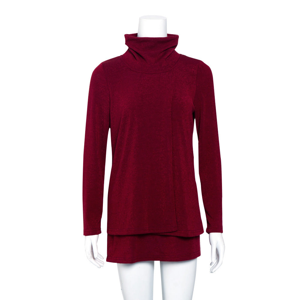 Damen Langer Rollkragen-Layering-Tunika aus weichem Jersey EB