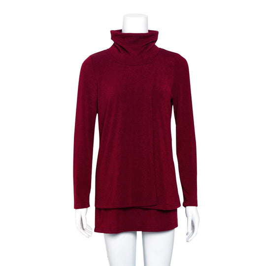 Damen Langer Rollkragen-Layering-Tunika aus weichem Jersey EB
