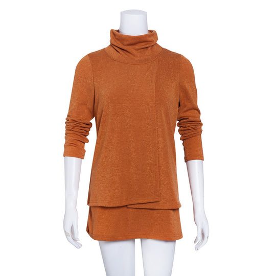 Damen Langer Rollkragen-Layering-Tunika aus weichem Jersey EB