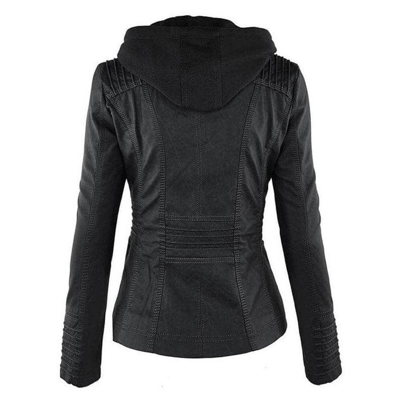 EB | Damen Slim Fit PU-Leder Zip-Up Hoodie