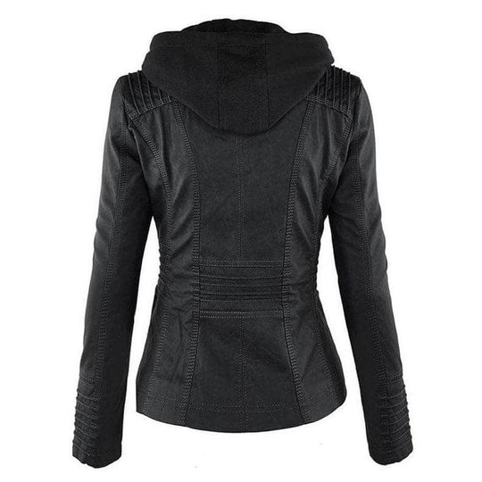 EB | Damen Slim Fit PU-Leder Zip-Up Hoodie