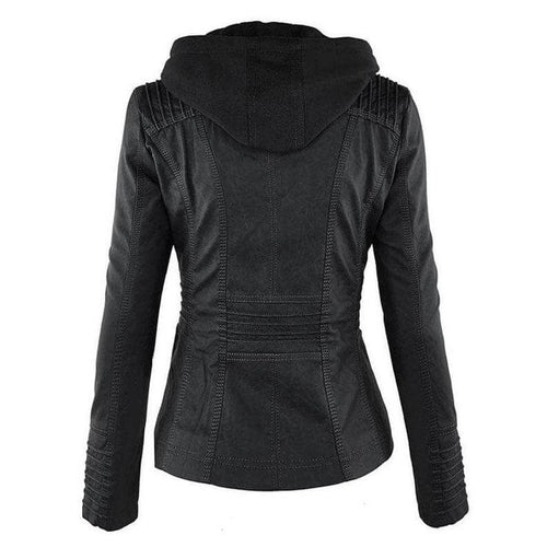 EB | Damen Slim Fit PU-Leder Zip-Up Hoodie