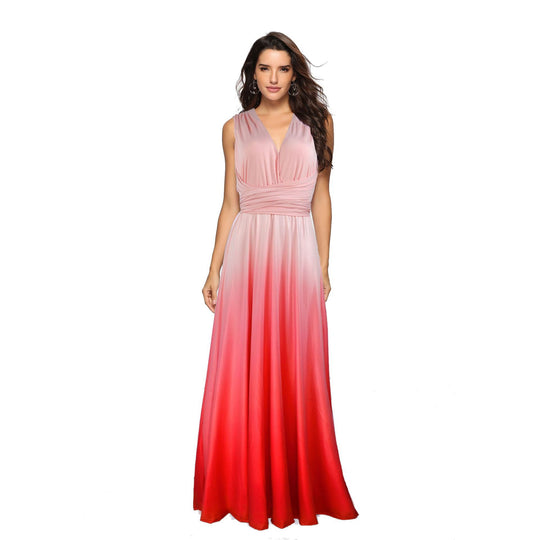 Damen Maxikleid mit fließendem Wasserfall-Ausschnitt und Ombre-Design EB