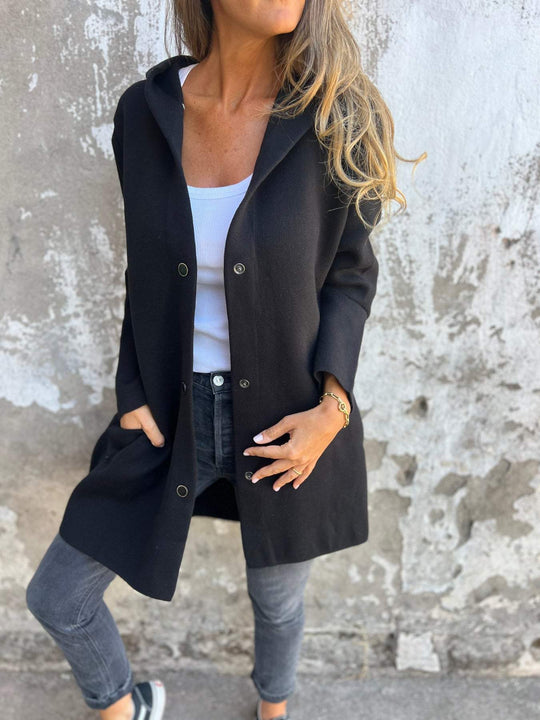 EB | Lässige Einreiher Blazer mit Kapuze
