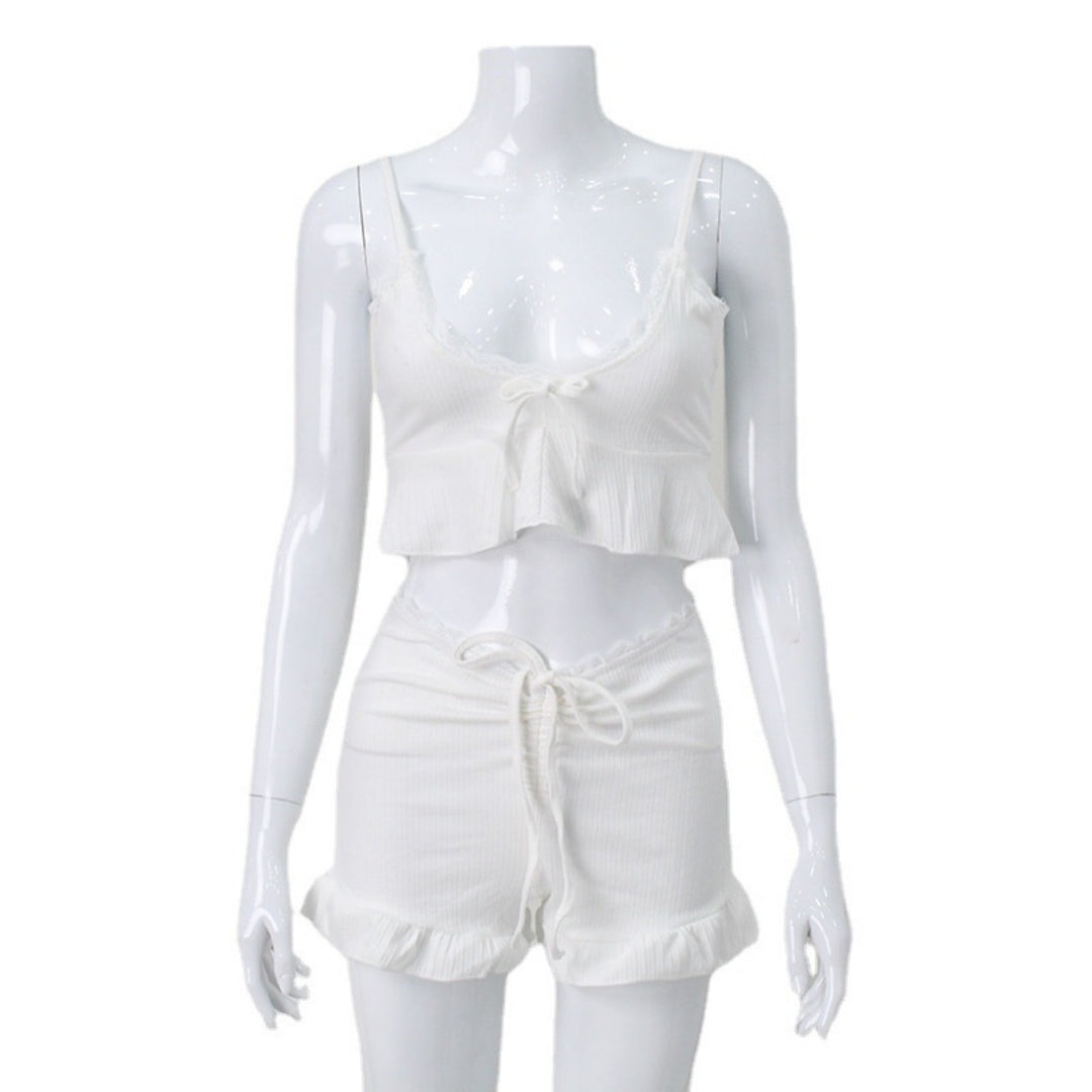 EB | Hosenträger Nabel Shorts Sommer zweiteiliges Set