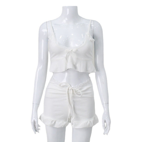 EB | Hosenträger Nabel Shorts Sommer zweiteiliges Set