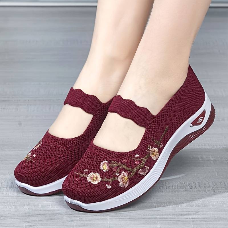 Orthopädische Florale Schwarze SlipOns EB