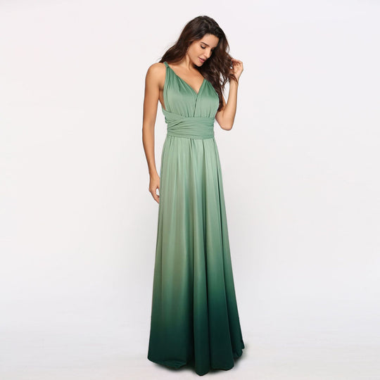 Damen Maxikleid mit fließendem Wasserfall-Ausschnitt und Ombre-Design EB