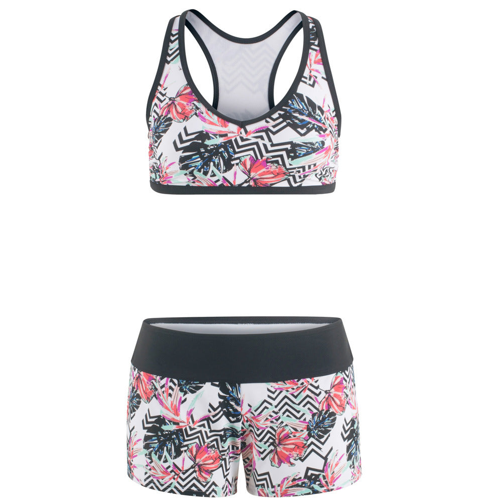 Damen Sport-Bikini-Set mit stylischem Crop-Top und Shorts EB