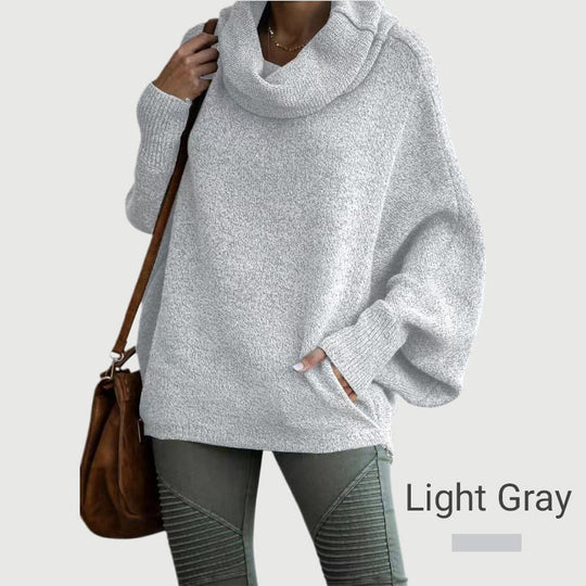 EB | Gemütlicher Batwing-Pullover mit Wasserfallausschnitt und Taschen