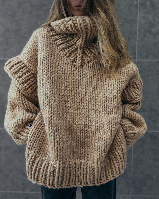 EB | Chunky Strick Oversized Rollkragenpullover für Frauen
