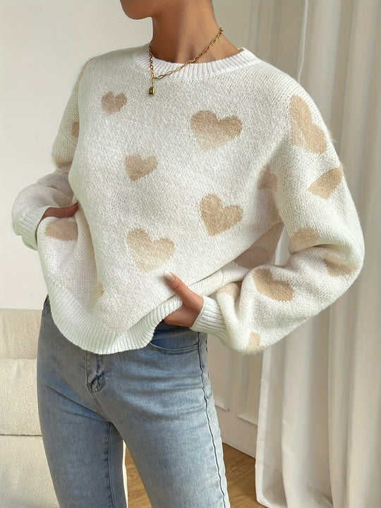 EB - Lässiger Strickpullover mit Herzchen Damen