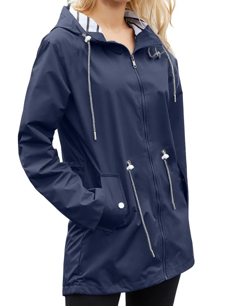 EB | Lässiger Wasserdichter Hoodie mit Langen Ärmeln, Knie-Lang für Frauen Perfekt für Herbst und Winter