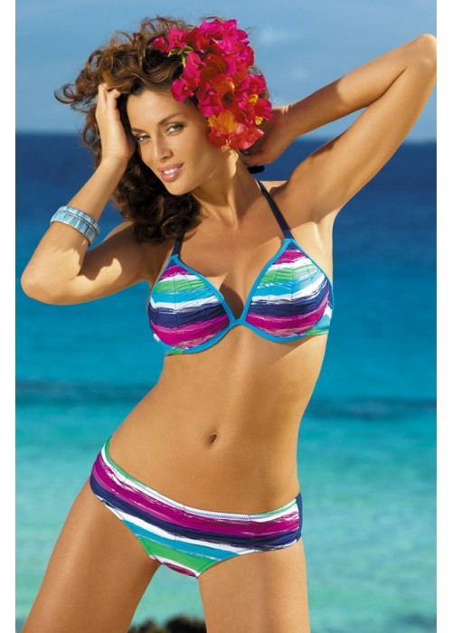 Damen Gestreiftes Bikini-Set mit Push-Up-Oberteil EB