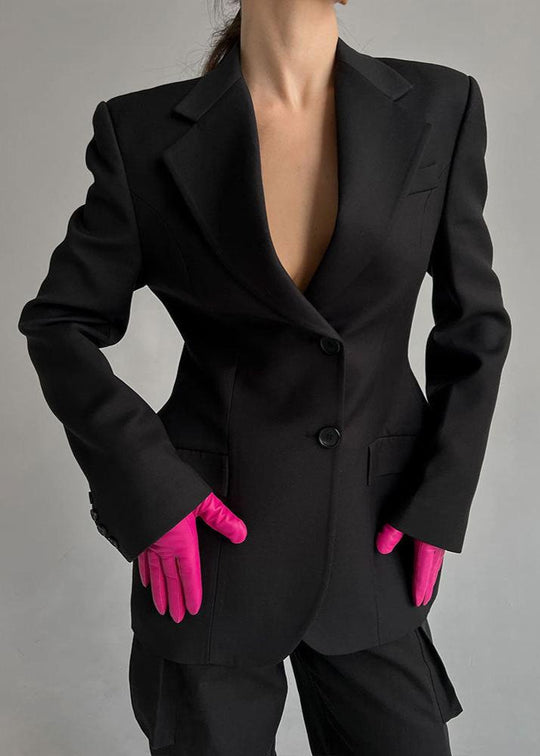 EB | Schwarze V-Ausschnitt Anzugjacke - Elegante Raffinesse