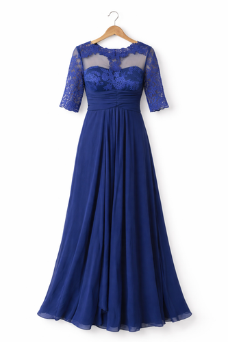 Damen Elegantes Abendkleid mit floralen Spitzenakzenten und schwingendem Rock EB