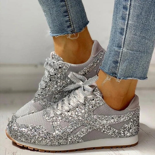 Stylische Damen Glitter Sneakers EB