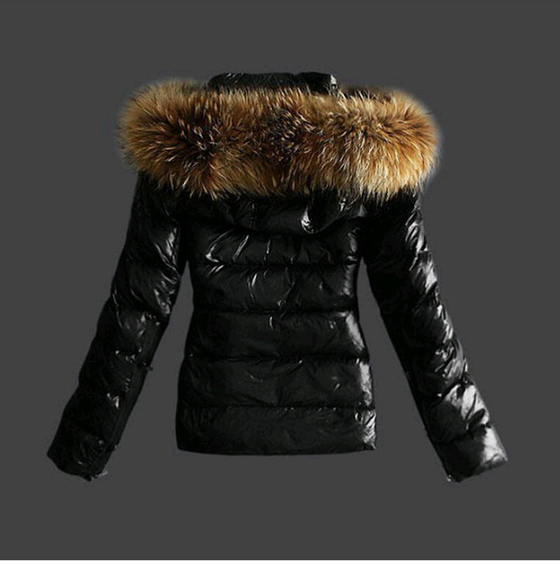 EB | Jack mit Pelzkragen - stilvolle schwarze Damen Winterjacke