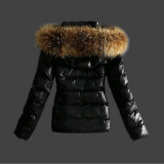 EB | Jack mit Pelzkragen - stilvolle schwarze Damen Winterjacke