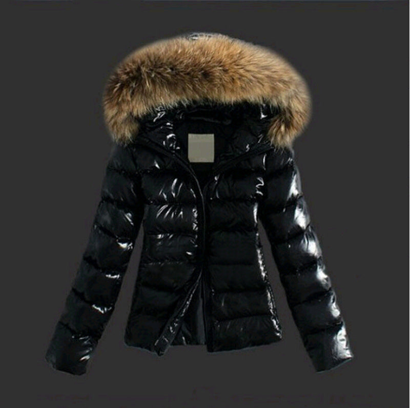 EB | Jack mit Pelzkragen - stilvolle schwarze Damen Winterjacke