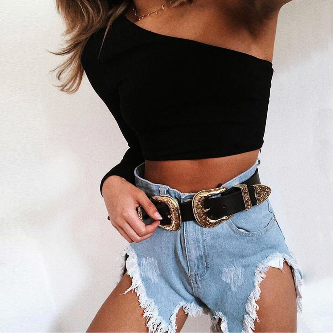 Damen Schulterfreies Crop-Top EB