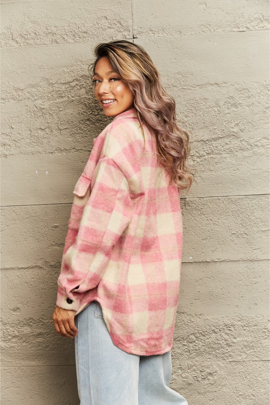 EB | Karierte Kragenknopf Jacke